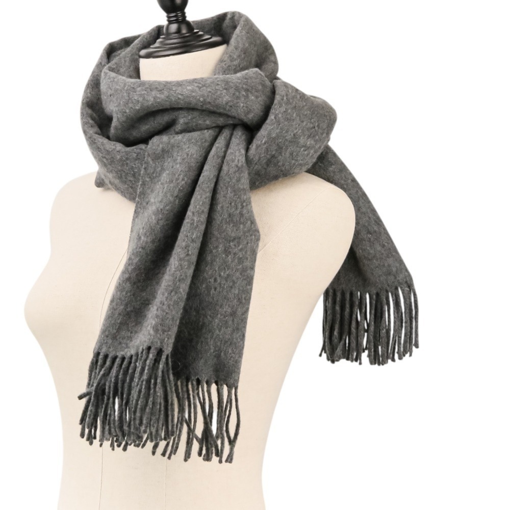 Hermes 100% Cashmere Fringe Large Stole/Scarf, Gray, Women's - Picture 6 of 8